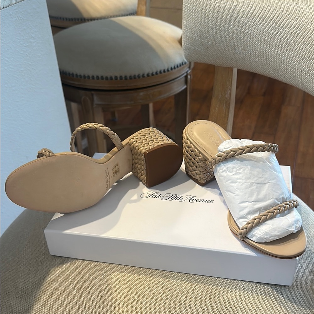 Saks Fifth Avenue Women's Tan Braided Sandals